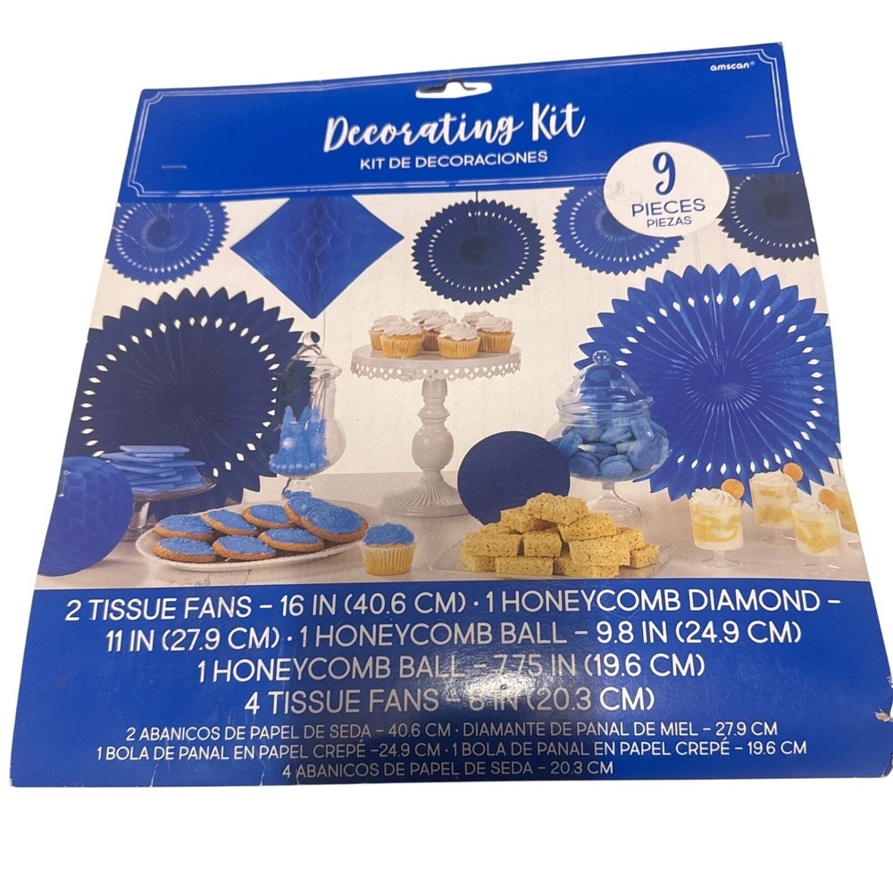 Amscan Royal Blue Paper Decorating Kit 9 Piece Party Supplies 243645.105